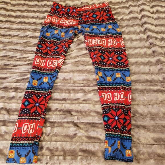 Deer Santa Christmas Leggings - Picture 1 of 6